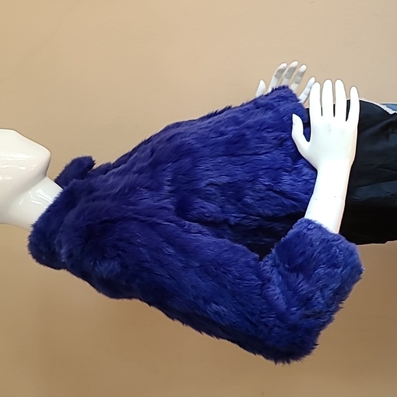 Y2K Purple fur jacket, genuine rabbit fur, zip up, size 10 - Picture 4 of 6